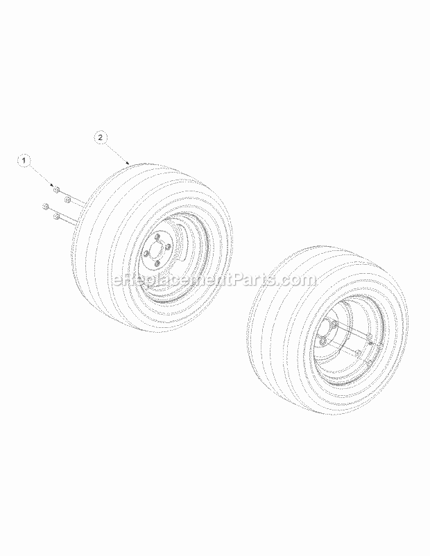 Wheel Assembly Diagram and Parts List for M60-KW 53CB5D8X750-25-HP-OHV Cub Cadet Lawn Tractor
